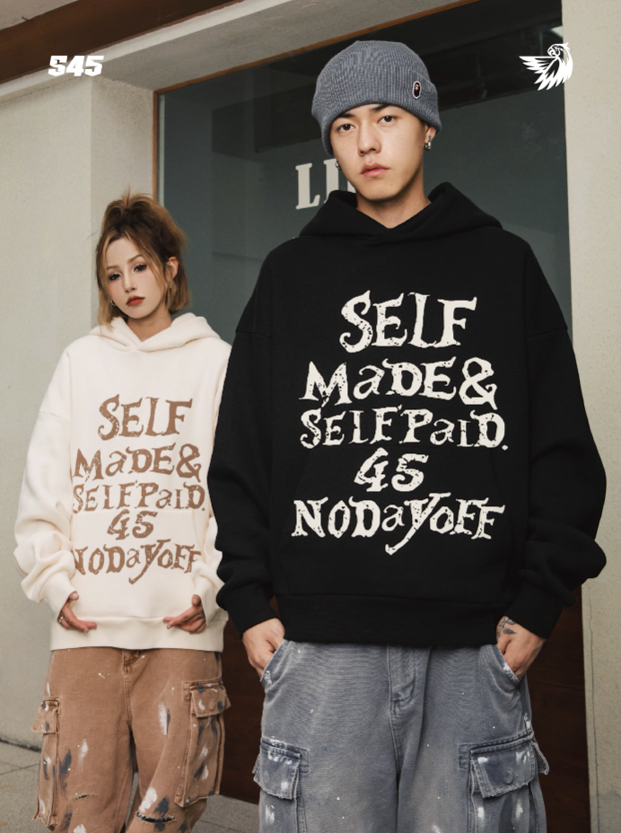 S45 Gothic Font Foam Printing Hoodie