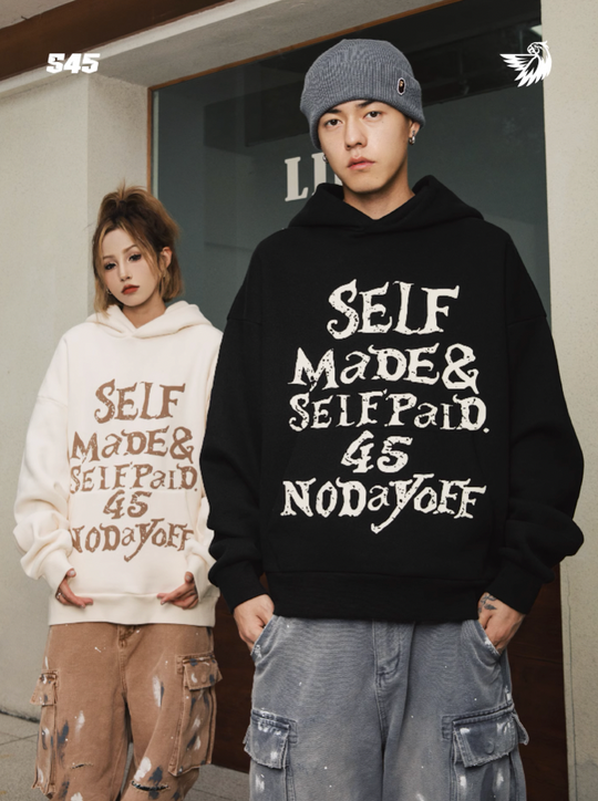 S45 Gothic Font Foam Printing Hoodie