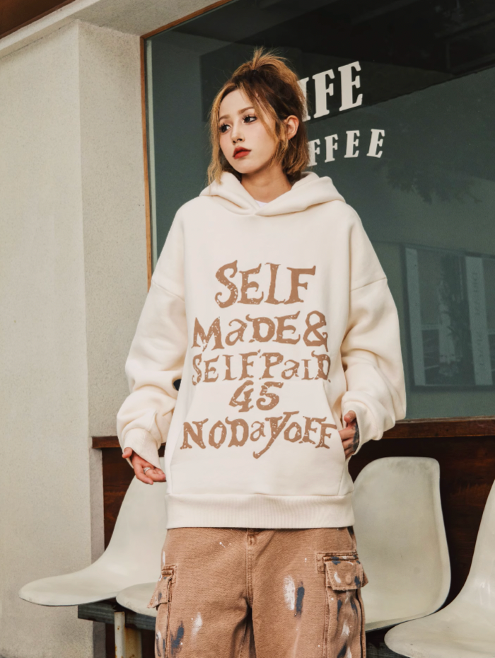 S45 Gothic Font Foam Printing Hoodie