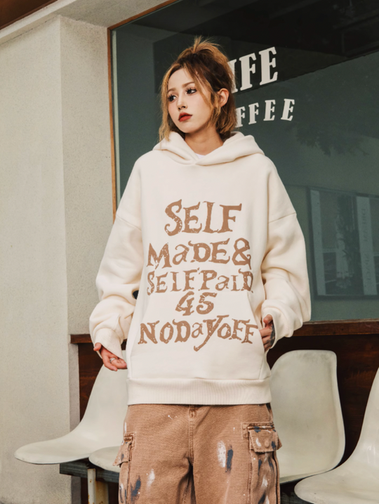 S45 Gothic Font Foam Printing Hoodie