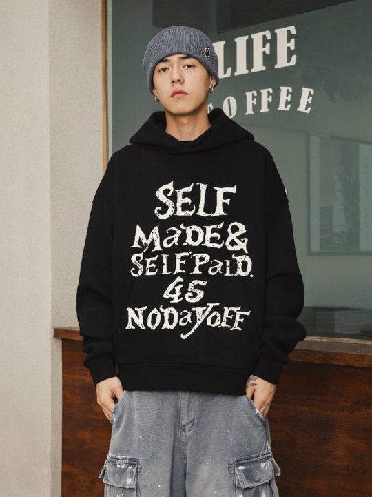 S45 Gothic Font Foam Printing Hoodie
