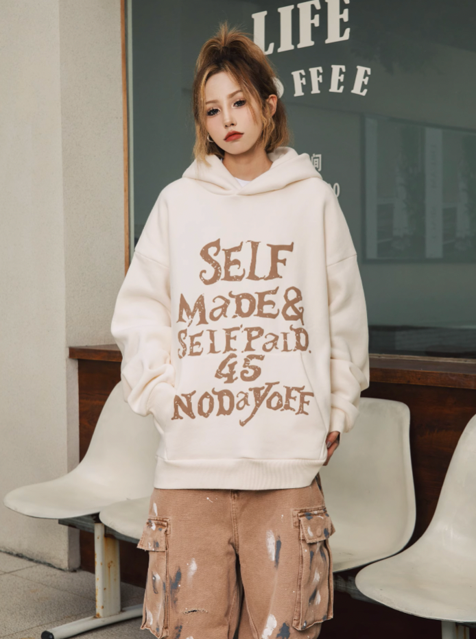 S45 Gothic Font Foam Printing Hoodie