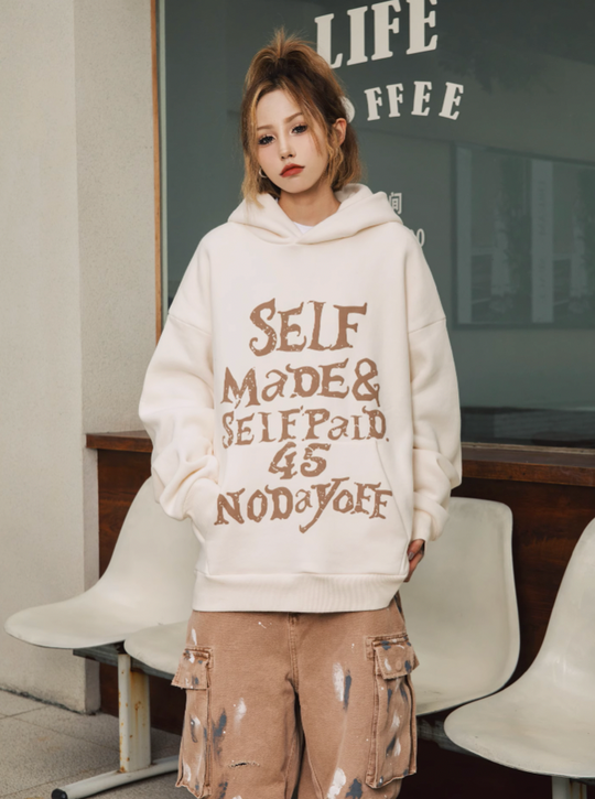 S45 Gothic Font Foam Printing Hoodie