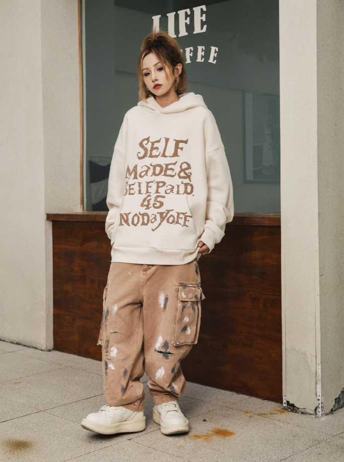 S45 Gothic Font Foam Printing Hoodie