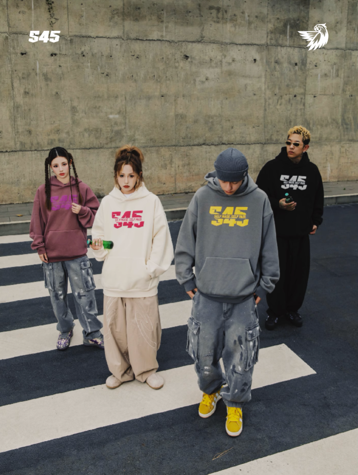 S45 Split Font Foam Hoodie