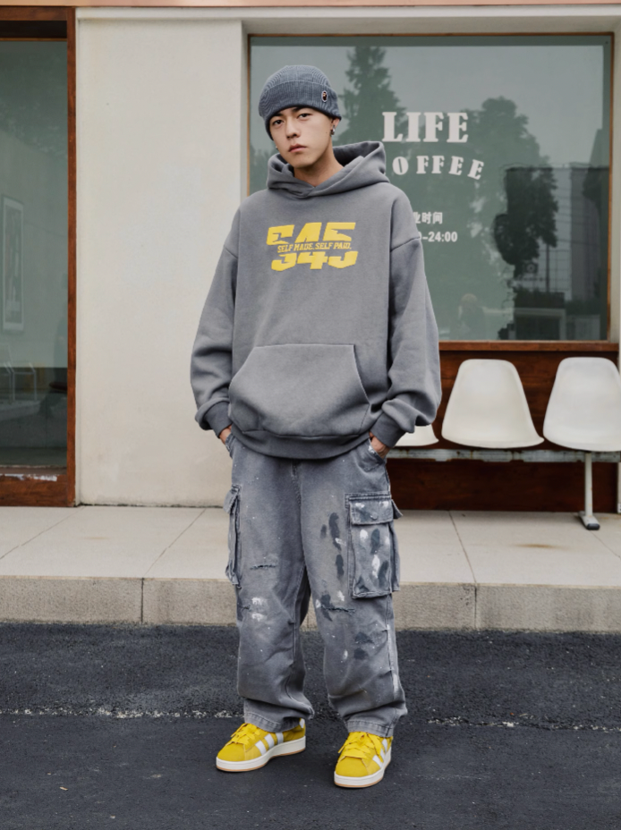 S45 Split Font Foam Hoodie