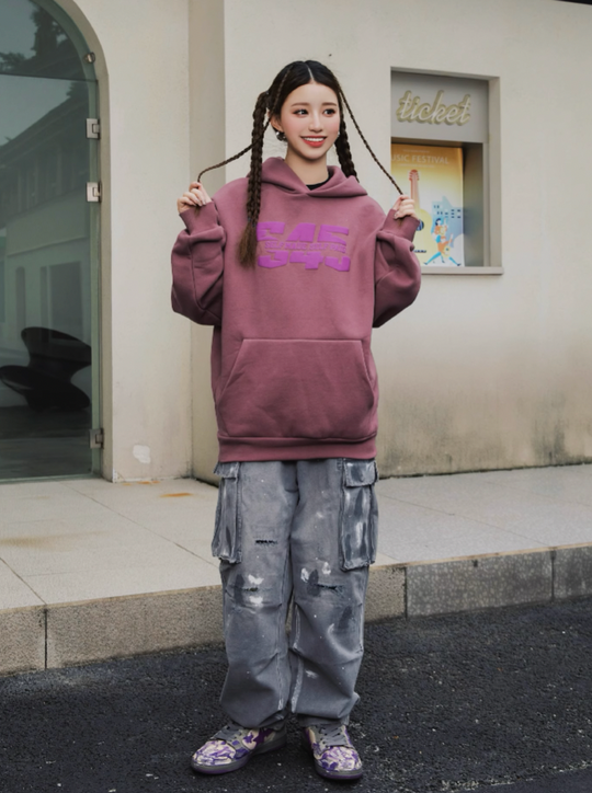 S45 Split Font Foam Hoodie