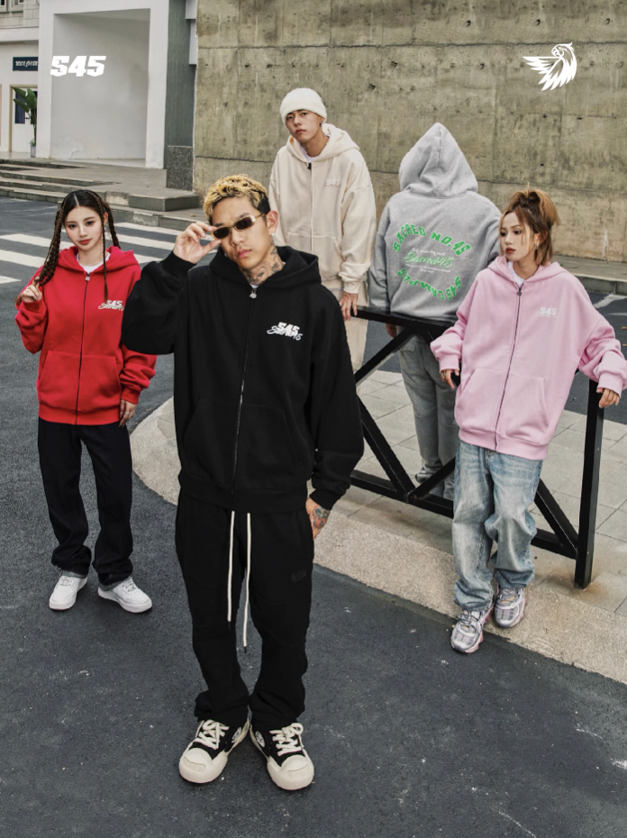 S45 Twisted Loop Logo Zipper Hoodie