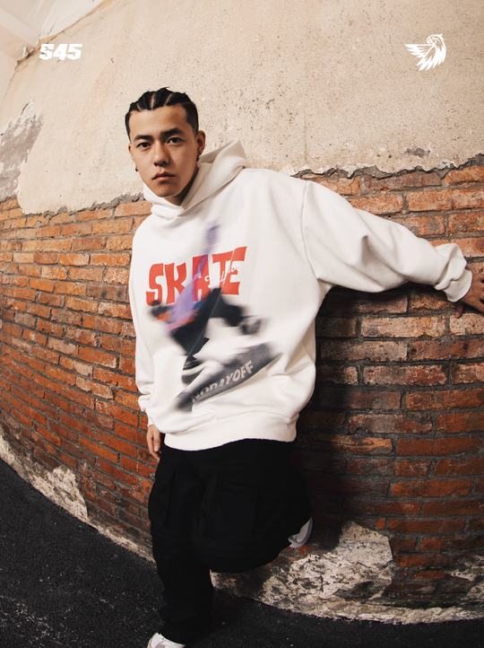 S45 Skateboarding Print Hoodie