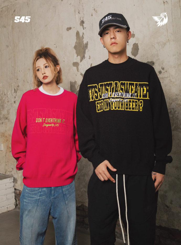 S45 Monogrammed Slogan Embroidered Knit Sweater