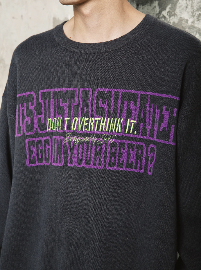 S45 Monogrammed Slogan Embroidered Knit Sweater