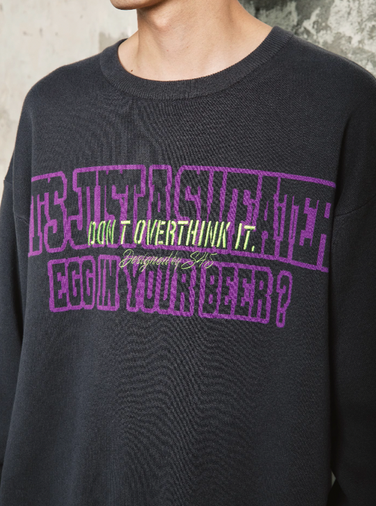 S45 Monogrammed Slogan Embroidered Knit Sweater