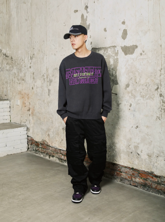 S45 Monogrammed Slogan Embroidered Knit Sweater