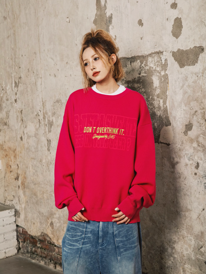 S45 Monogrammed Slogan Embroidered Knit Sweater