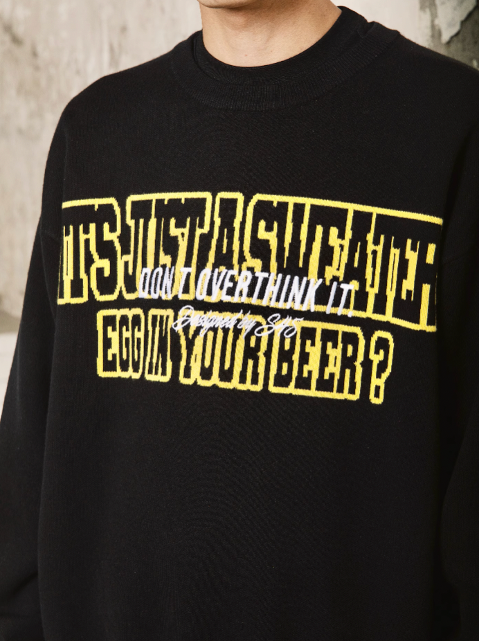 S45 Monogrammed Slogan Embroidered Knit Sweater