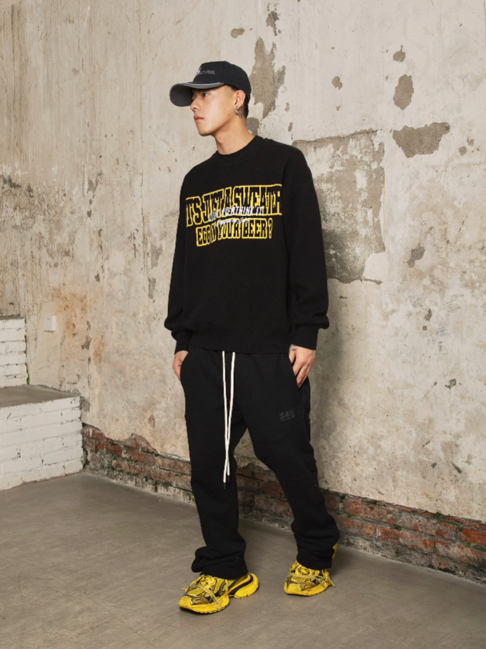 S45 Monogrammed Slogan Embroidered Knit Sweater