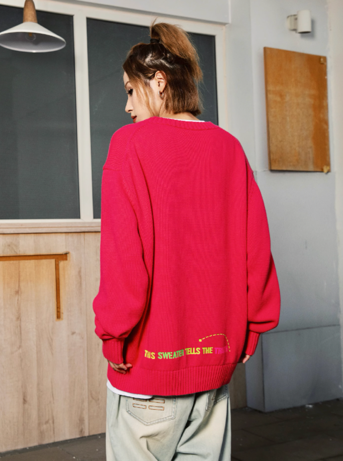 S45 Dotted Line Slogan Knit Sweater