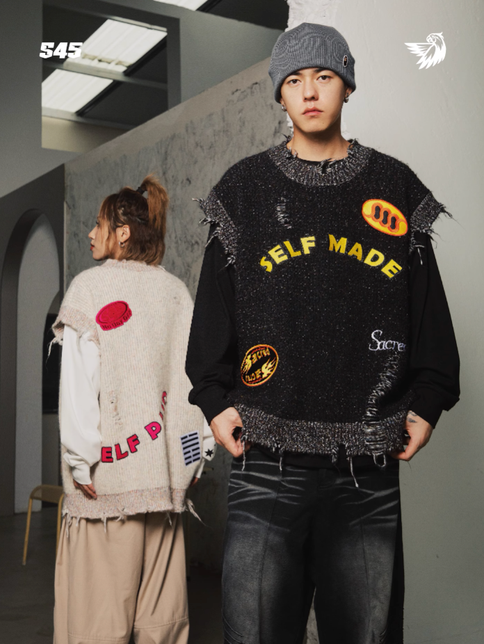 S45 Octopus Destruction Mixed Knit Vest