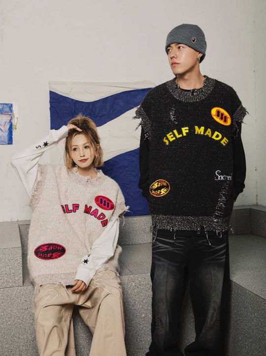 S45 Octopus Destruction Mixed Knit Vest