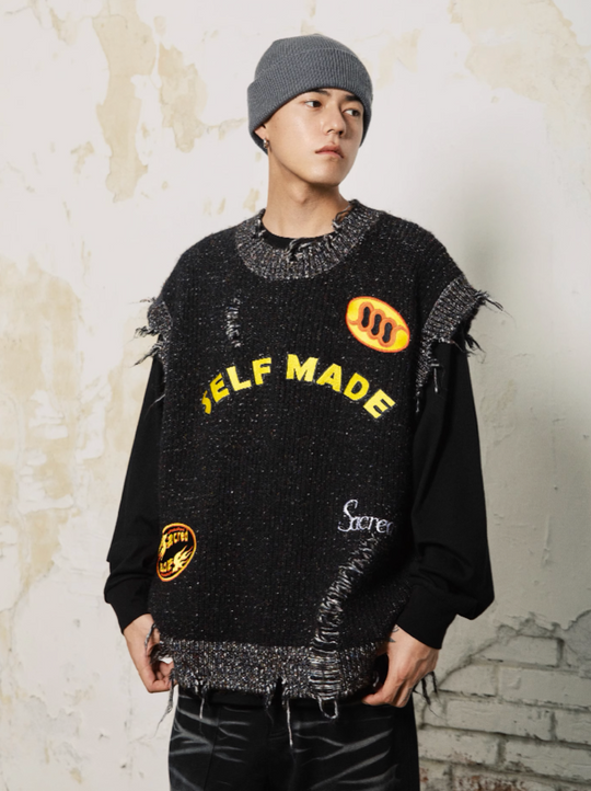 S45 Octopus Destruction Mixed Knit Vest