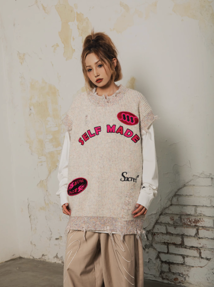 S45 Octopus Destruction Mixed Knit Vest