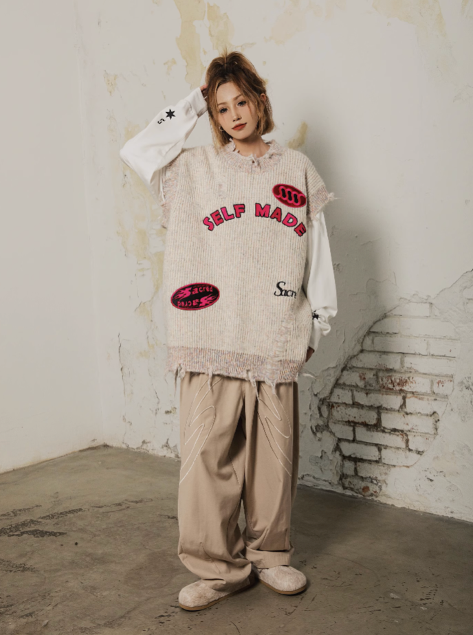 S45 Octopus Destruction Mixed Knit Vest