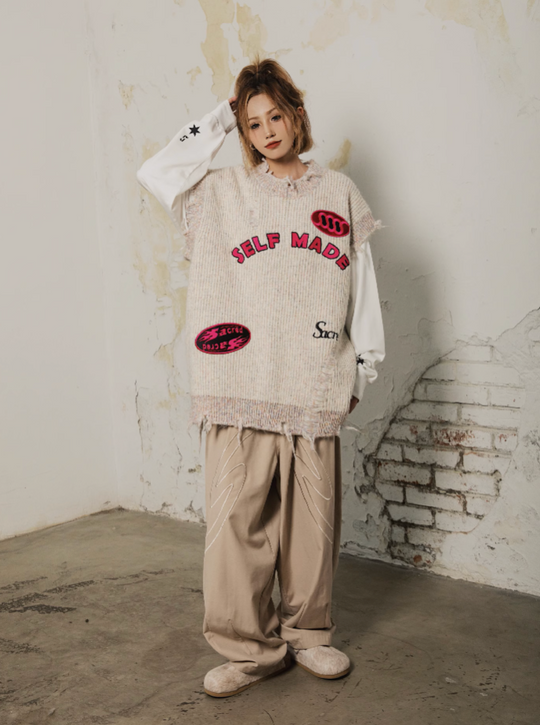 S45 Octopus Destruction Mixed Knit Vest