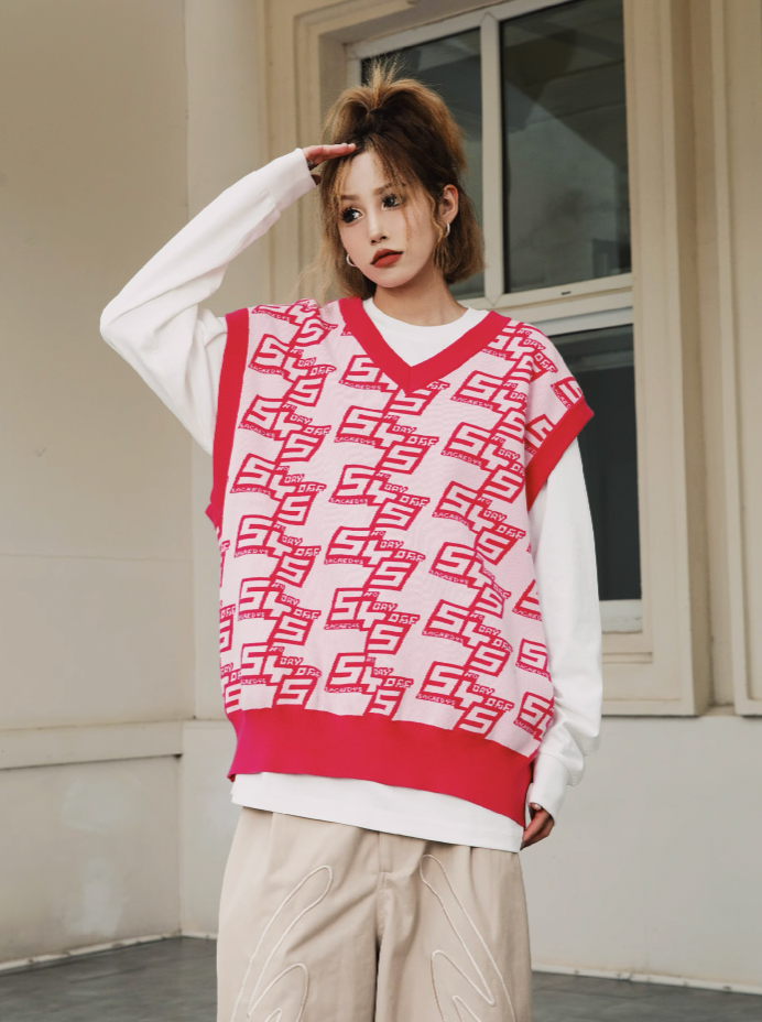 S45 Full Print Logo Knit Vest