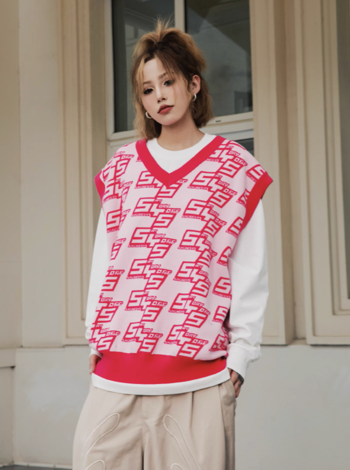 S45 Full Print Logo Knit Vest