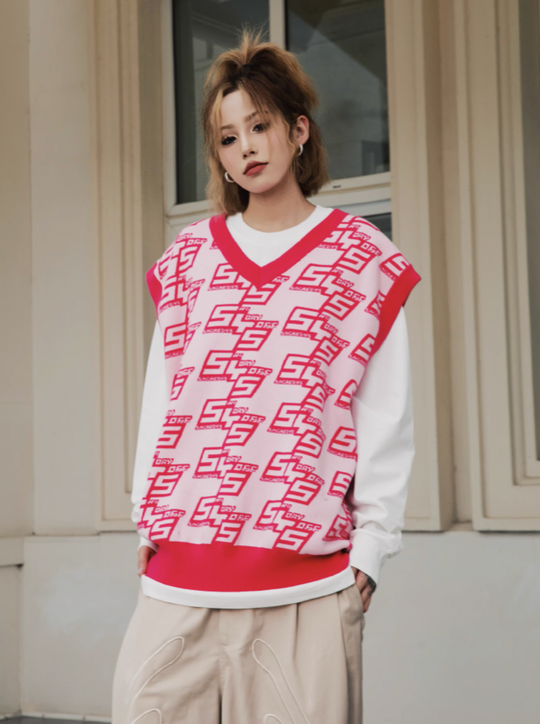 S45 Full Print Logo Knit Vest