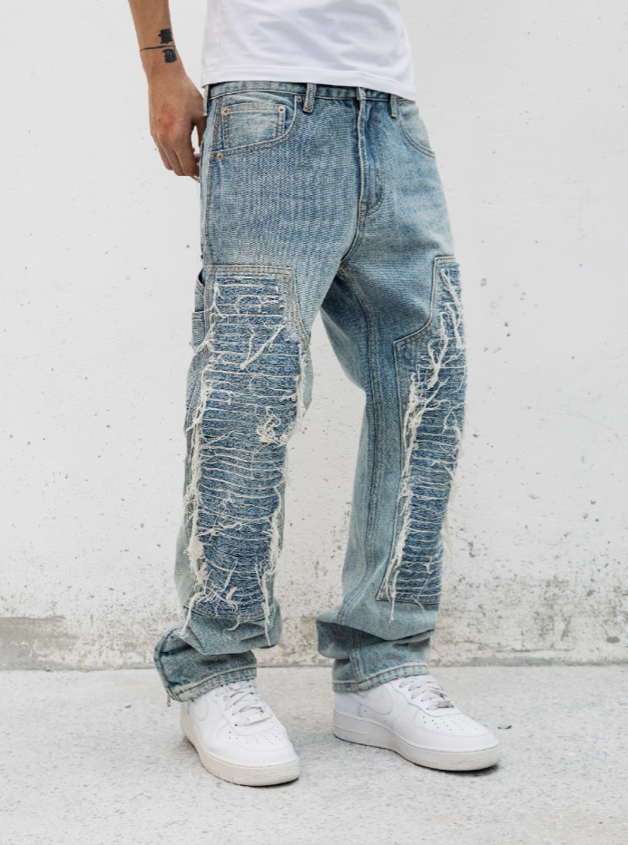 S45 Hanging Ragged Denim Pants