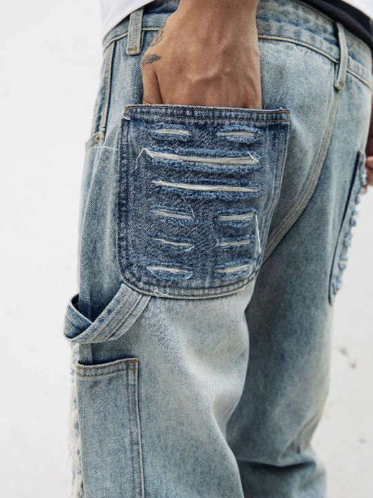 S45 Hanging Ragged Denim Pants