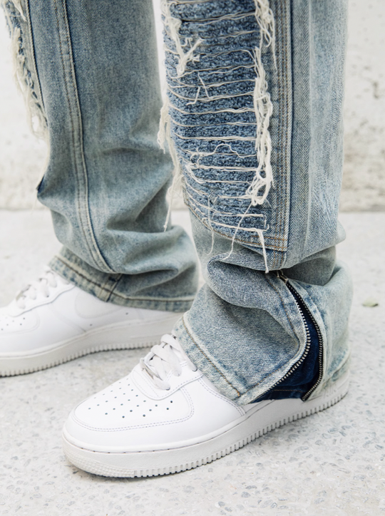 S45 Hanging Ragged Denim Pants