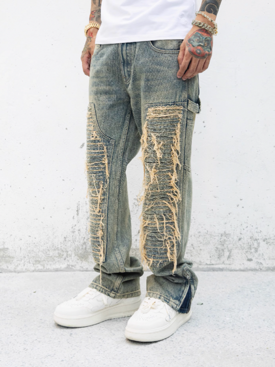 S45 Hanging Ragged Denim Pants