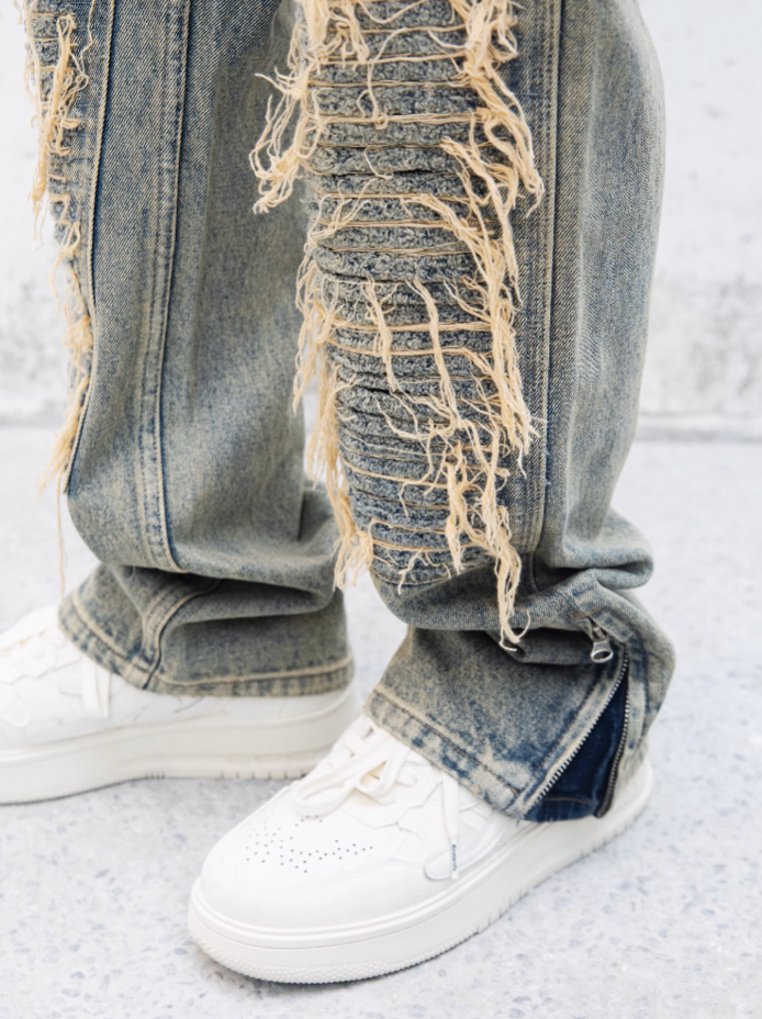 S45 Hanging Ragged Denim Pants