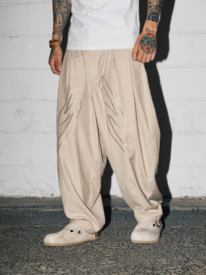 S45 Draped Loose Western Wide Leg Pants