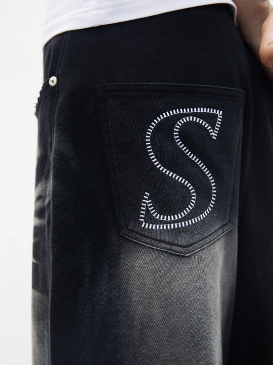 S45 Washed Wide Leg Terry Denim Pants