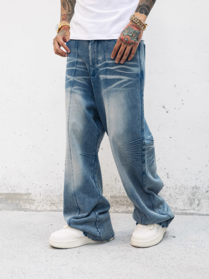 S45 Washed Wide Leg Terry Denim Pants