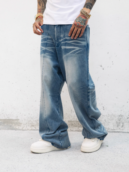 S45 Washed Wide Leg Terry Denim Pants