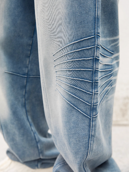 S45 Washed Wide Leg Terry Denim Pants