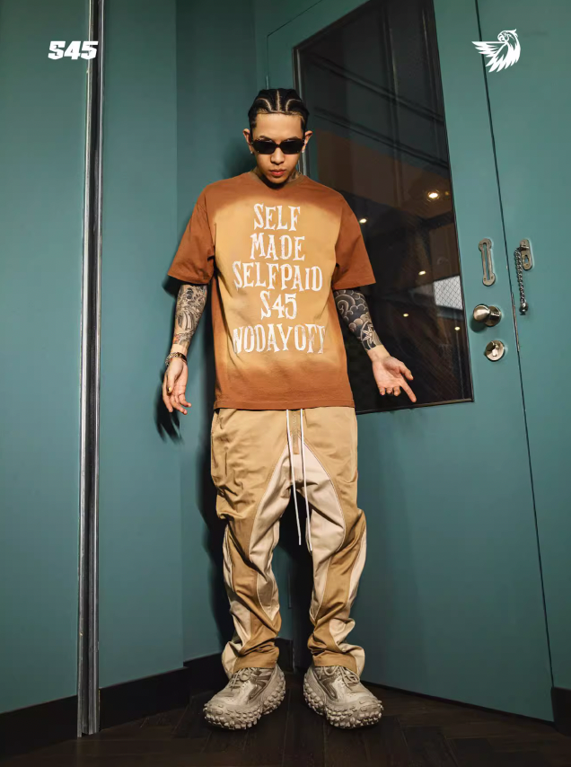 S45 Color Blocked Zipper Nylon Pants