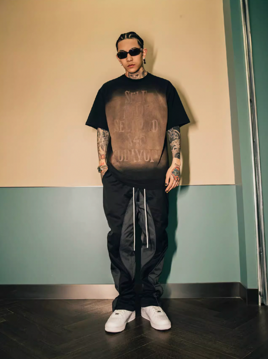 S45 Color Blocked Zipper Nylon Pants