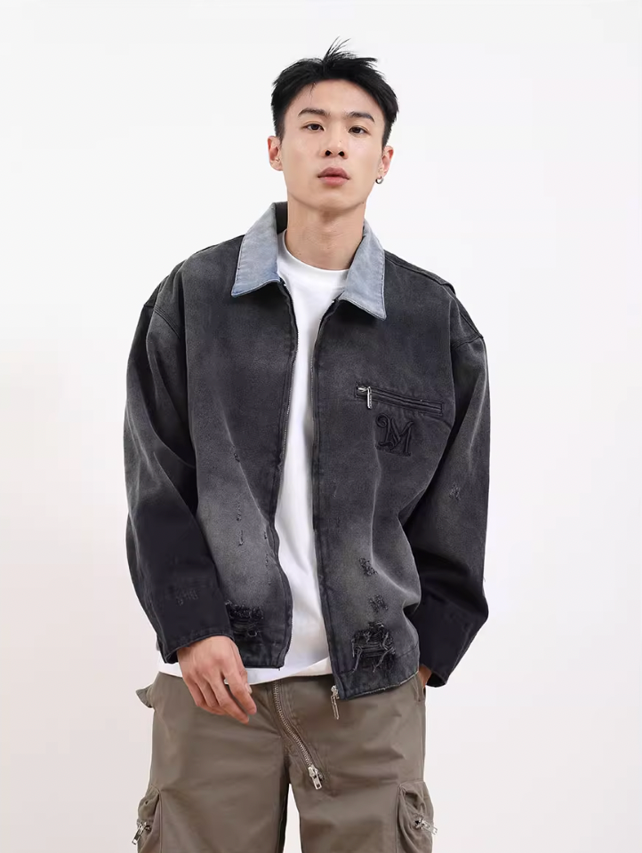 F3F Select Distressed Embroidery Denim Jacket