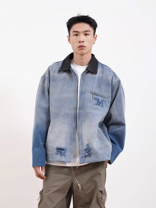 F3F Select Distressed Embroidery Denim Jacket