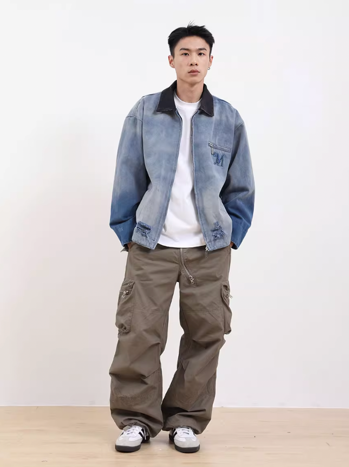 F3F Select Distressed Embroidery Denim Jacket