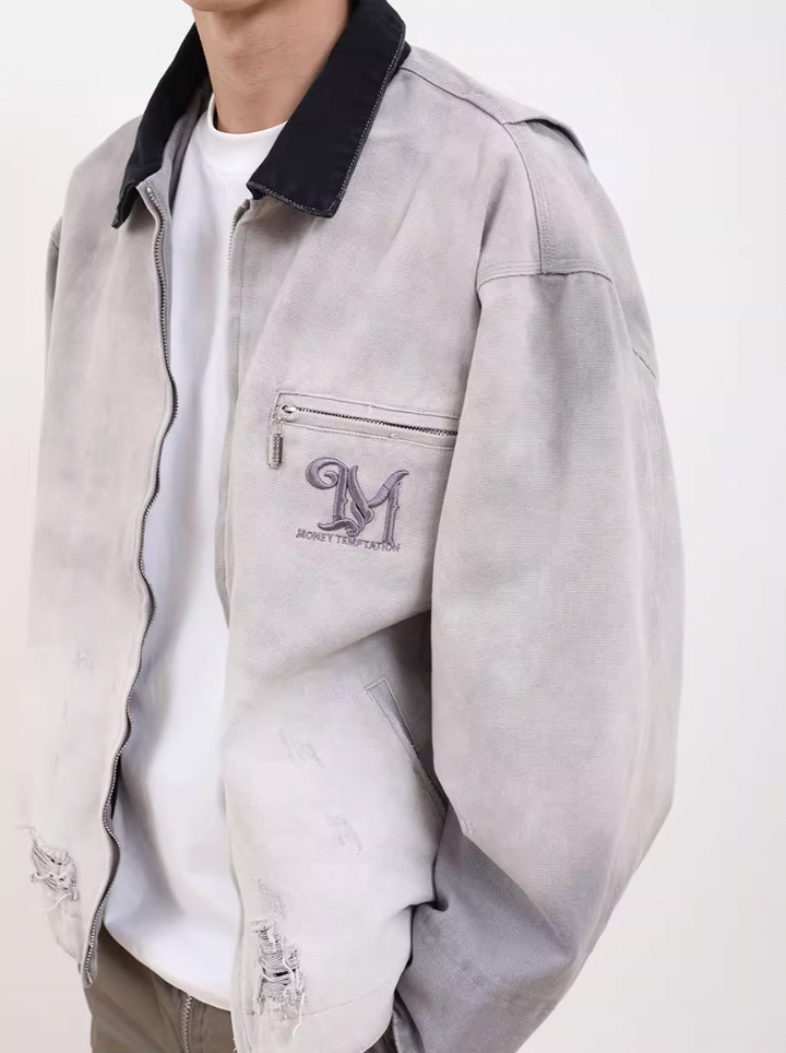F3F Select Distressed Embroidery Denim Jacket