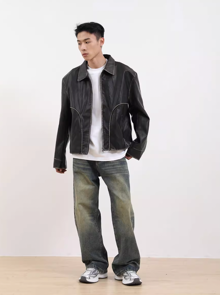 F3F Select Old Washed Short Single Leather Jacket