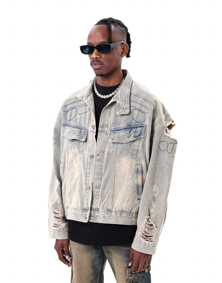 F3F Select Washed Destruction Denim Jacket