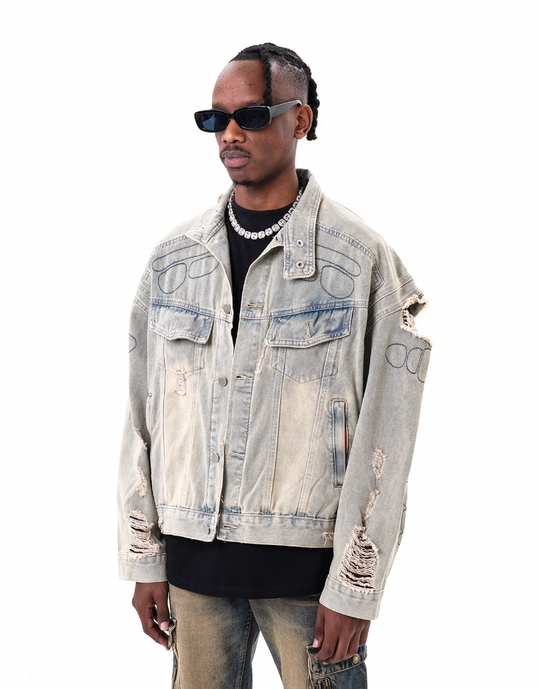 F3F Select Washed Destruction Denim Jacket