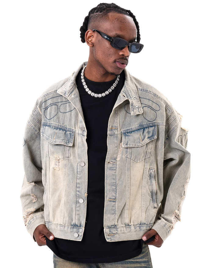 F3F Select Washed Destruction Denim Jacket